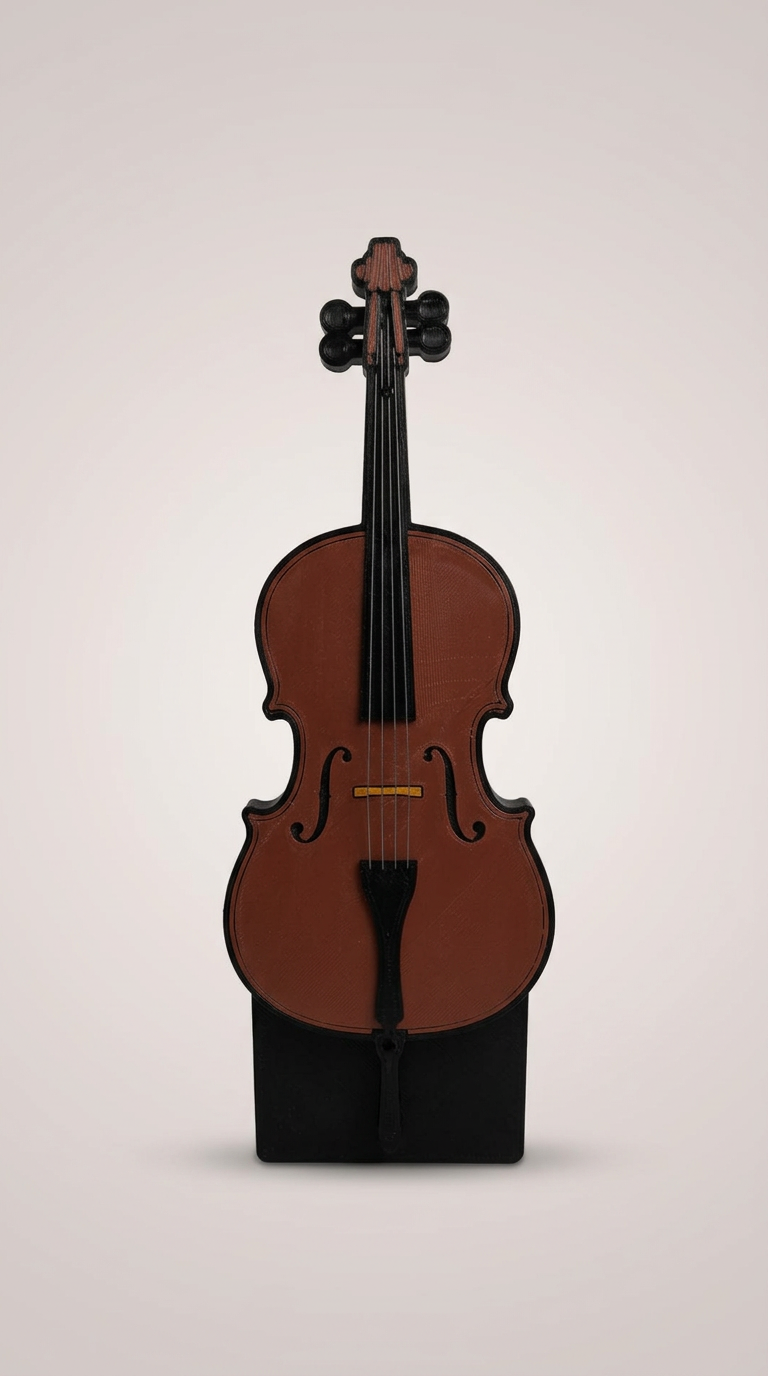 Caja de luz en forma de violoncelo decorativa a escala